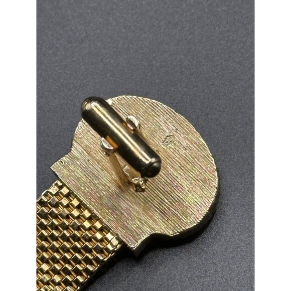 SWANK VINTAGE GREEN JADE CUFFLINKS MESH WRAPAROUND GOLD TONE - Picture 4 of 7